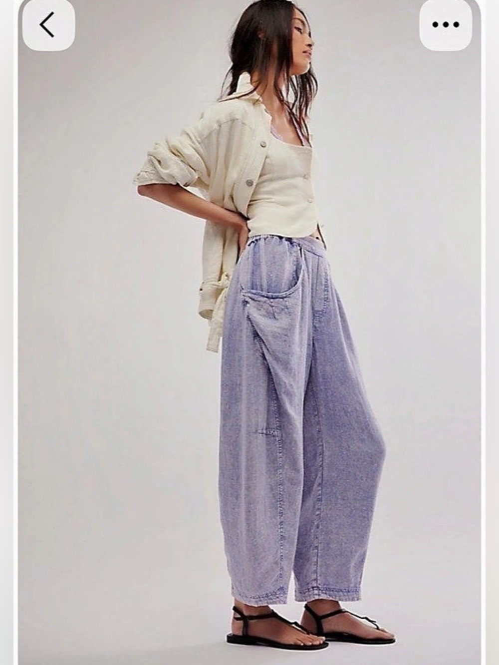 Free People High Road Pull-On Barrel Trousers Chambray Sky size XS? S?